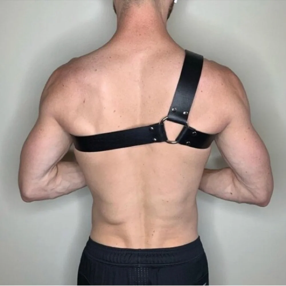 Y-Harness Fetish Mens Leather Harness, Adjustable Body Chest Harness - Picture 6 of 7